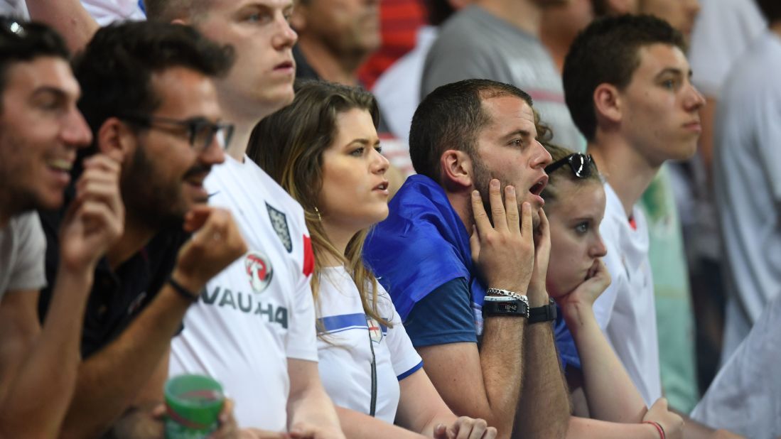 England fans watch the match in Nice.