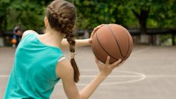teenage girl basketball STOCK