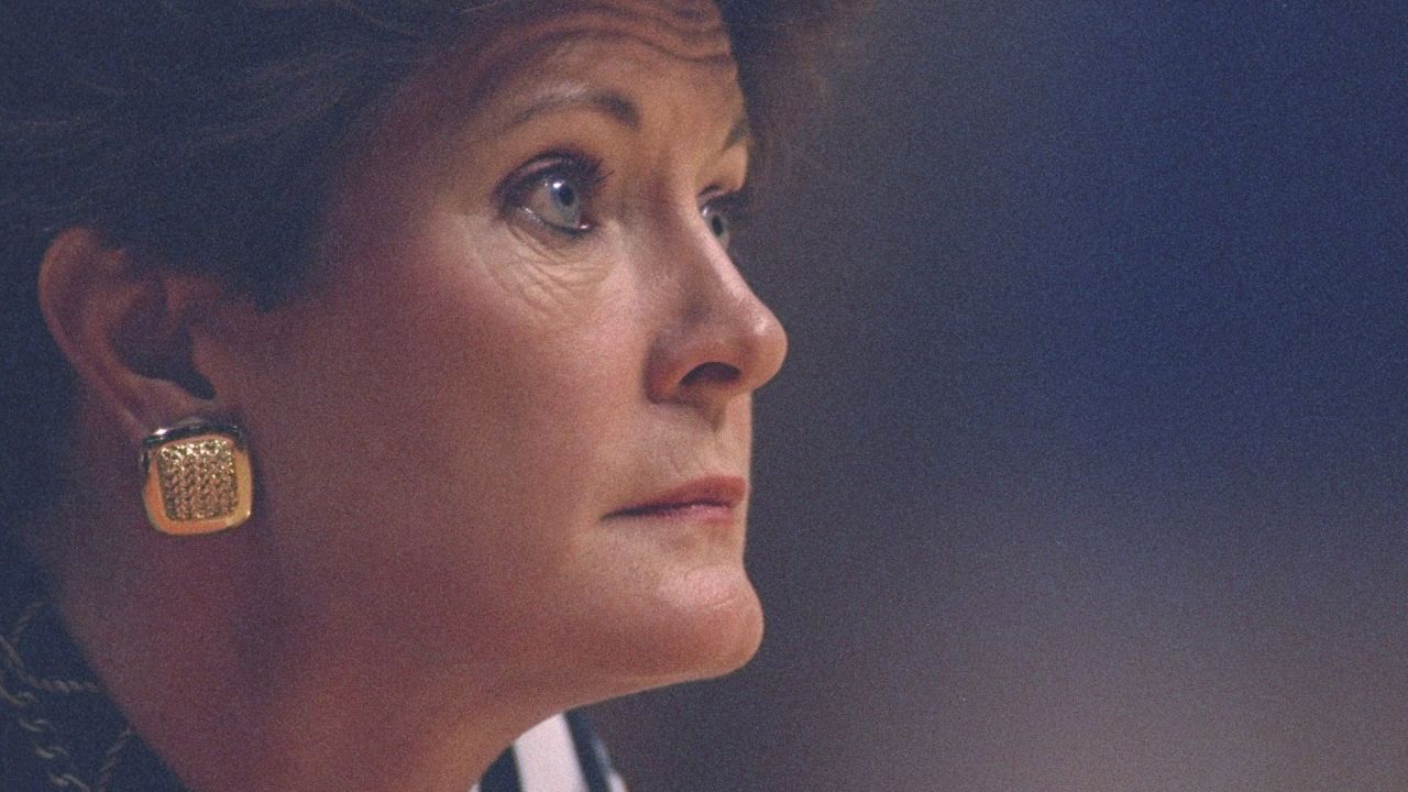 28 Jan 1996:  University of Tennessee head coach Pat Summitt looks on during a game against Alabama played in Knoxville, Tennessee.  Tennessee won the game, 81-69. Mandatory Credit: Matthew Stockman  /Allsport