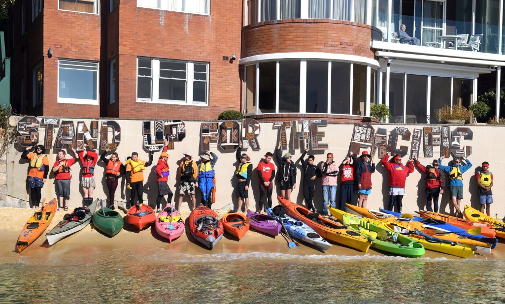 Climate change remains a divisive issue in Australia -- during the campaign, a group of kayakers protested the government's lack of action outside Turnbull's Point Piper mansion in Sydney.
