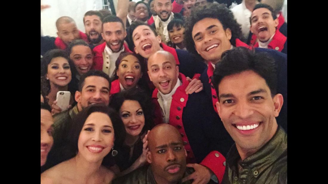 Cast members of the hit Broadway shows "Hamilton" and "On Your Feet!" <a href="https://www.instagram.com/p/BGk-n_uhcFL/" target="_blank" target="_blank">take a selfie</a> Sunday, June 12, at the Beacon Theater in New York. "Hamilton" <a href="http://money.cnn.com/2016/06/13/media/hamilton-tonys/" target="_blank">won 11 Tony Awards</a> this year, one short of the all-time record.