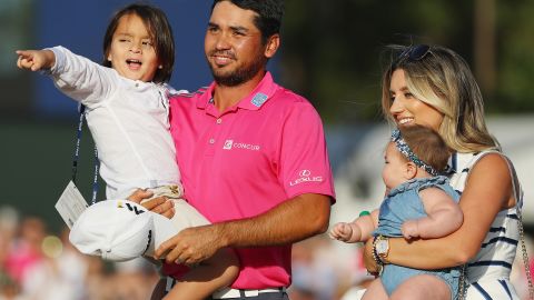Day celebrates with his family after winning the 2016 Players Championship at Sawgrass.