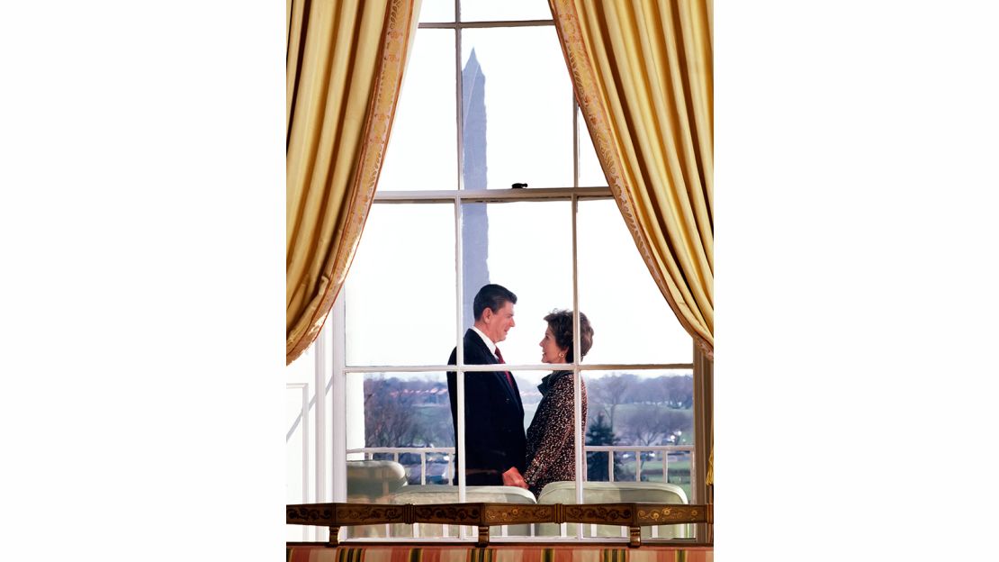 President Ronald Reagan and first lady Nancy Reagan stand on the Truman Balcony of the White House. Time magazine chose not to run this photo because they thought it was too "schmaltzy," Kennerly said. "I told the editors that (the Reagans) are schmaltzy and don't seem to care who knows. It still never ran in the magazine."