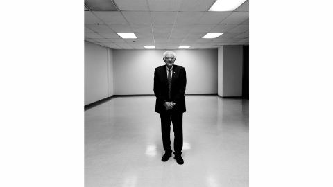 A photo session with Sen. Bernie Sanders at the Los Angeles Sports Arena in August. The photo "underscores the impression of a man standing alone against the favorite," Kennerly said. "He fought Hillary Clinton down to the wire."