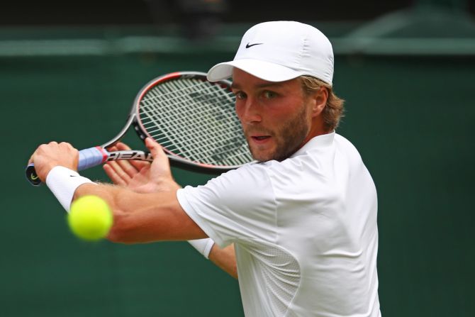 The second seed beat Liam Broady (pictured) as the 2013 champion faced his first all-British clash in his 11th appearance at SW19. Murray will next face Yen-Hsun Lu of Chinese Taipei.