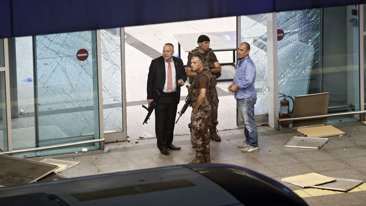 Turkish special forces secure an area of the airport after the attack.