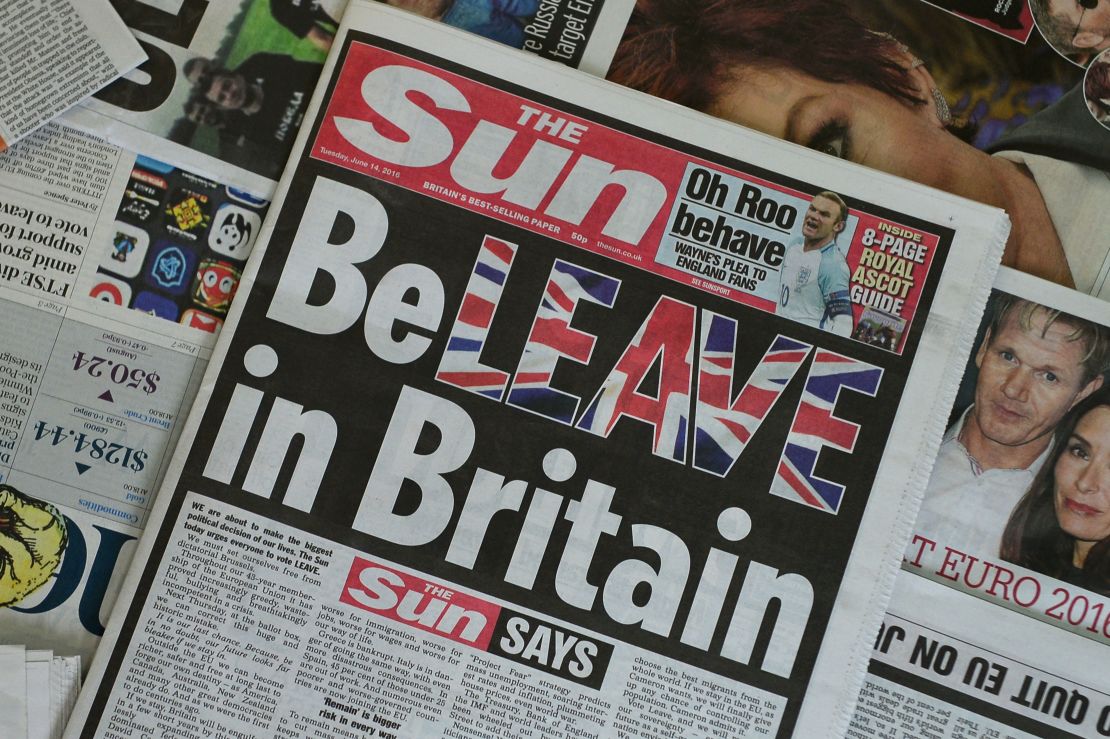 The Sun newspaper on June 14, urging Brits to vote to leave the European Union.