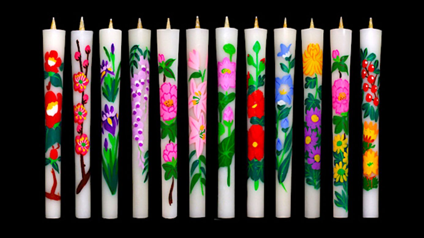 These beautiful painted candles are made out of  layers of wax that have been extracted from the seeds of lacquer trees. Artisans in Aizu, Fukushima  have been making them by hand for hundreds of years.