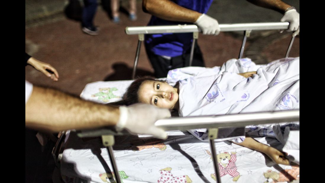 A wounded girl is taken to a hospital in Istanbul.