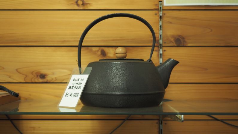 This handmade Nanbu teakettle goes for 46,440 yen, close to $450. Nanbu ironware was designated a traditional craft by the Japanese government in 1975.