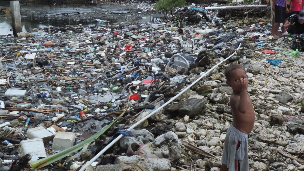 Plastic waste in Tuvalu.