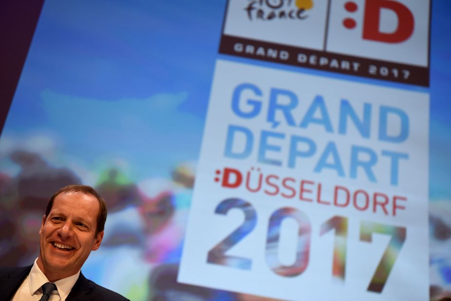 Tour de France race director, Christian Prudhomme, announces that next year's Tour will start in Dusseldorf in Germany. The 2016 edition largely stays in France with a brief visit to the principality of Andorra and also Spain and Switzerland. 