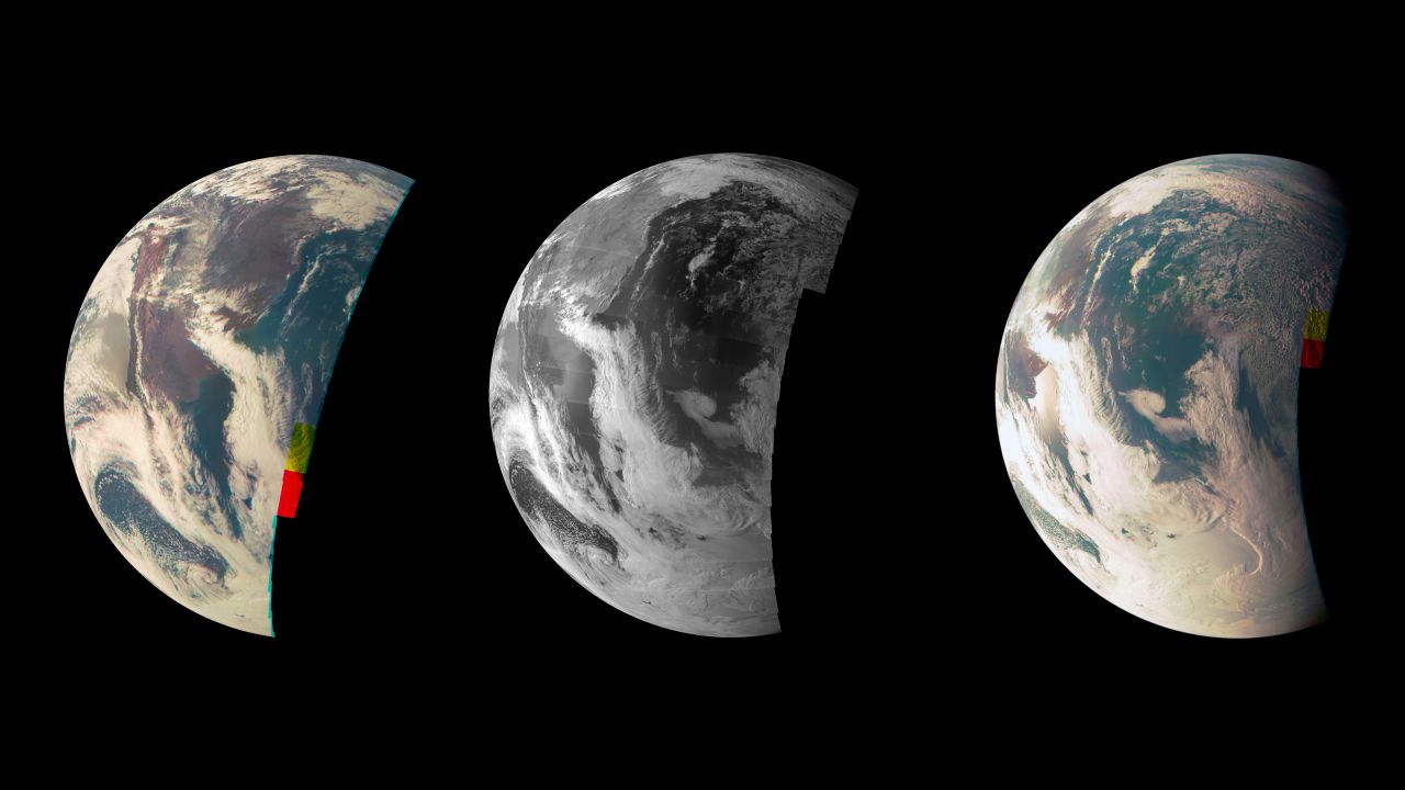 Juno made a flyby of Earth in October 2014. This trio of images was taken by the spacecraft's JunoCam.