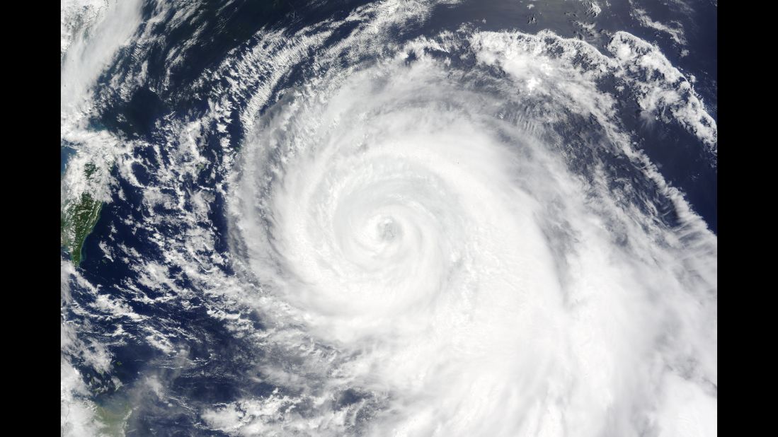 Typhoon Chan-hom in 2015, as seen from space on its approach towards China. 