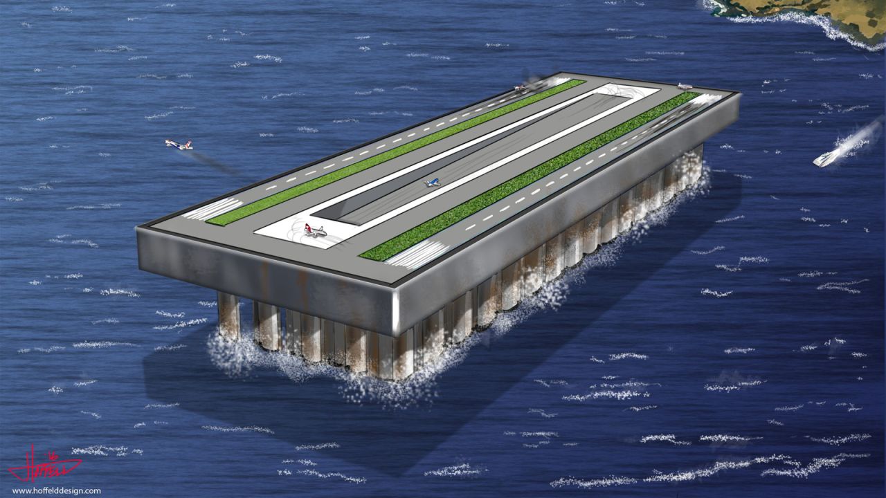 An artist's rendering of Terry Drinkard's floating airport concept. 