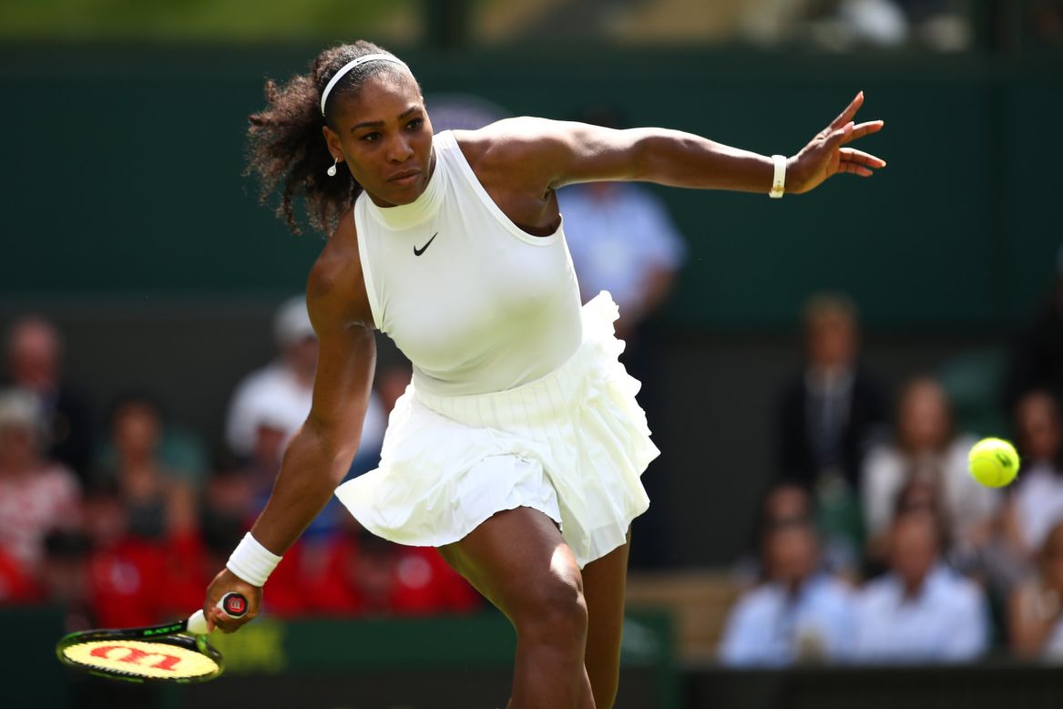 World No. 1 Serena Williams refuses to wear the floaty dress, and sports a number designed especially for her instead. 