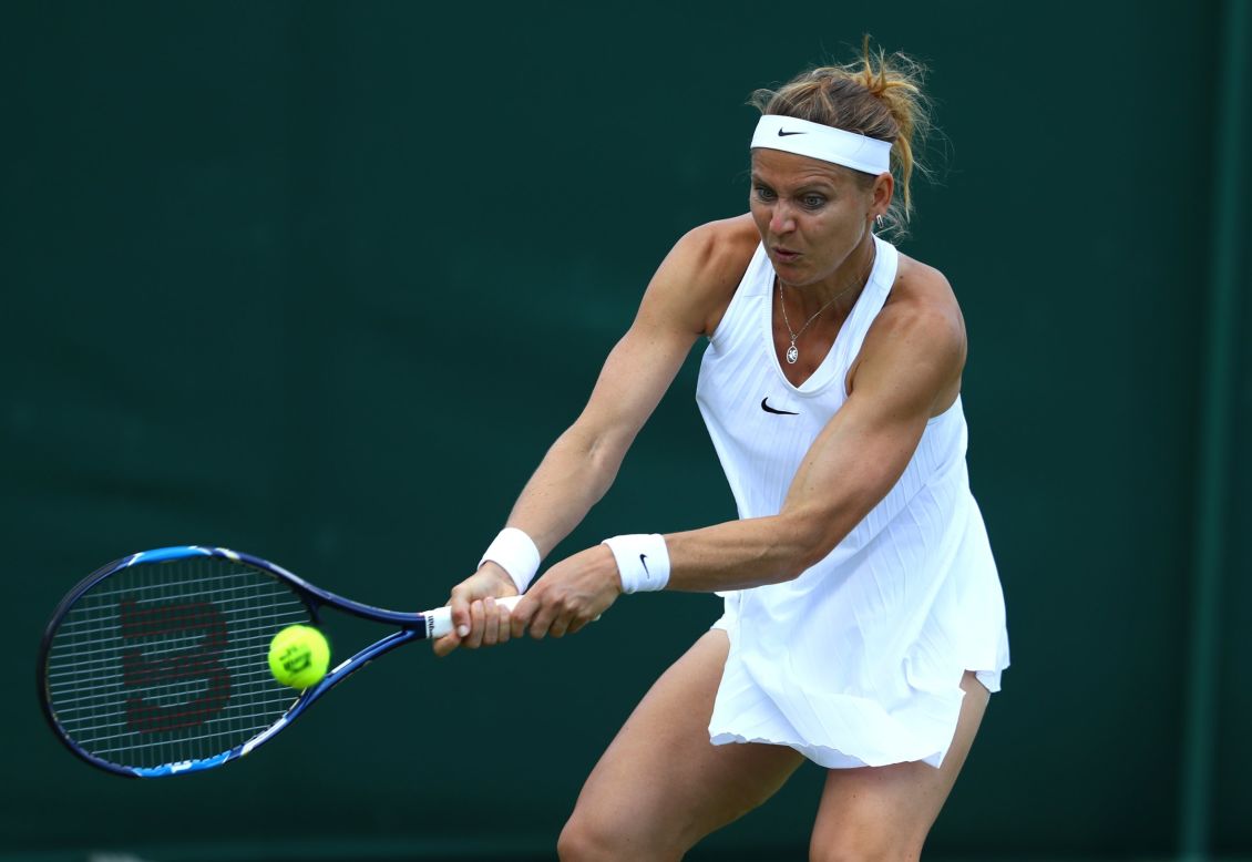 Czech star Lucie Safarova is exposed by her dress in a shot that is being repeatedly played out at the 2016 Wimbledon Championships. 