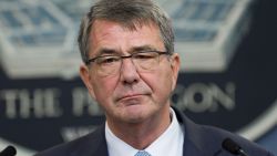 Secretary of Defense Ashton Carter announces that the military will lift its ban on transgender troops during a press briefing at the Pentagon in Washington, DC, June 30, 2016.