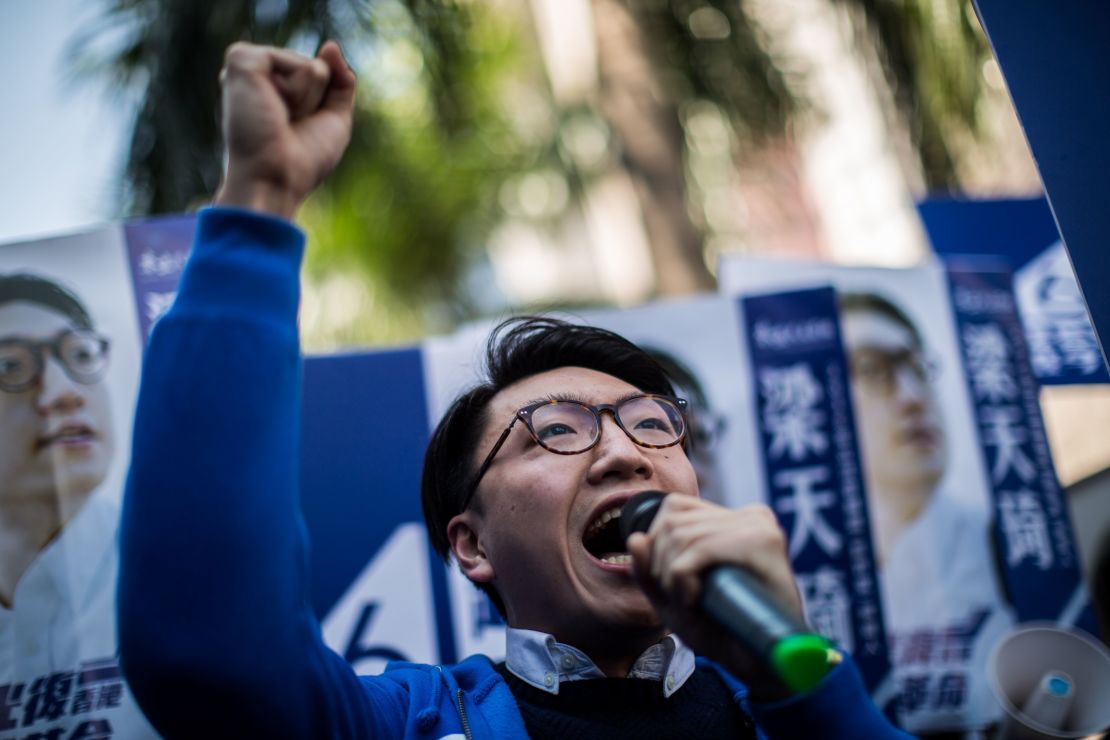 Activist Edward Leung, 24, one of the leaders of "localist" group Hong Kong Indigenous, on February 28, 2016.