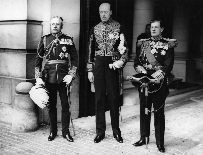 British Field Marshal Sir Douglas Haig, left, is seen with Sir George Dixon Grahame, center, and Admiral David Beatty in Brussels, Belgium in 1919. Haig was criticized for his controversial handling of the Battle of the Somme in 1916, where so many British lives were lost.