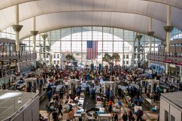 The TSA security lines crowded with vacation travelers in Denver, Colorado. 