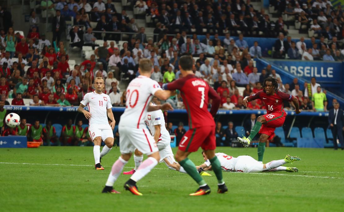Renato Sanches equalised for Portugal with a fine strike.
