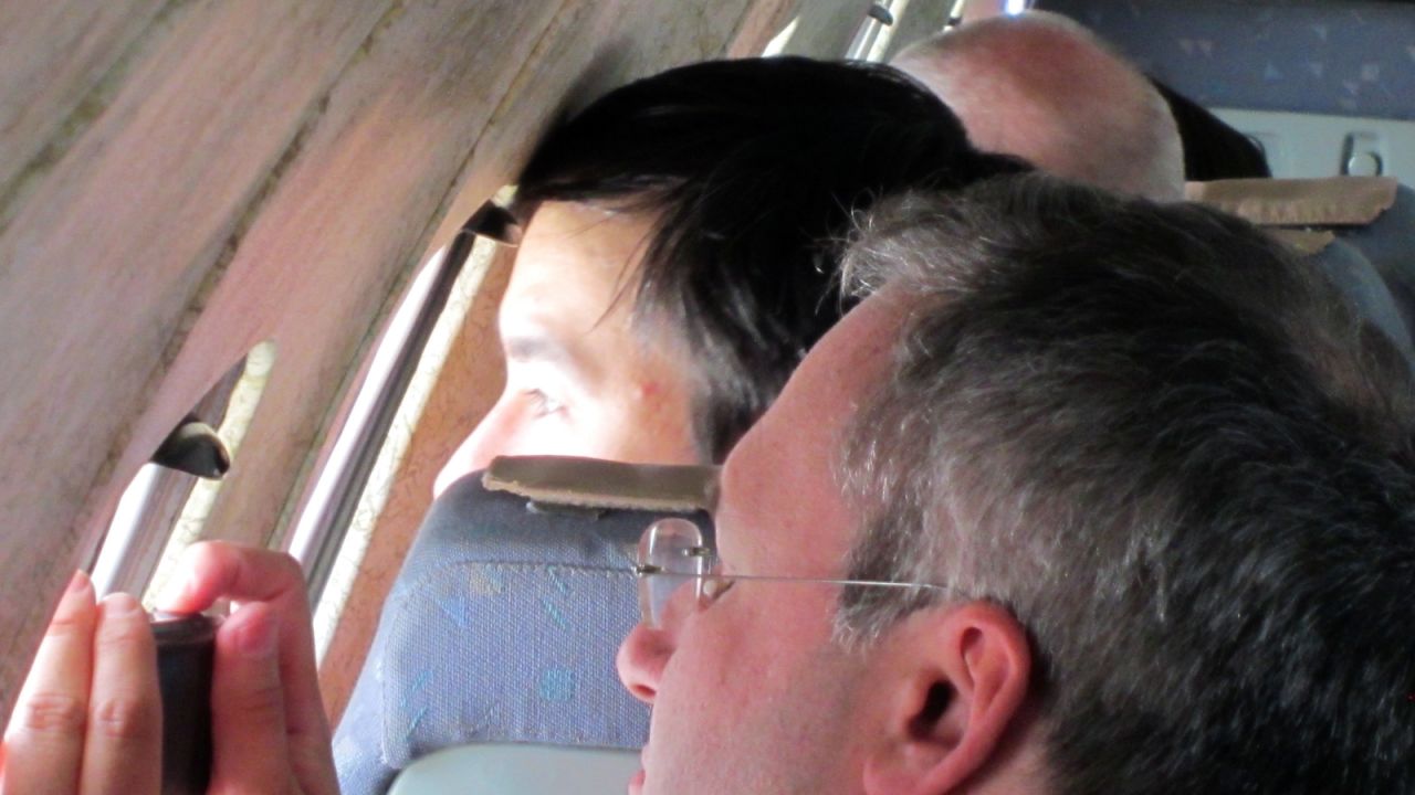 Avgeeks making the most of the flight aboard the Tupolev Tu-154.