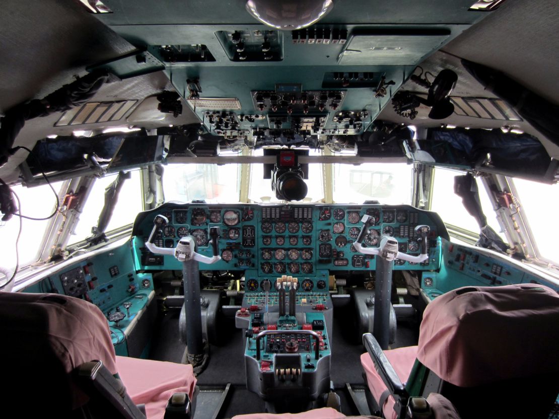 The mighty Ilyushin Il-76 cargo plane's cockpit