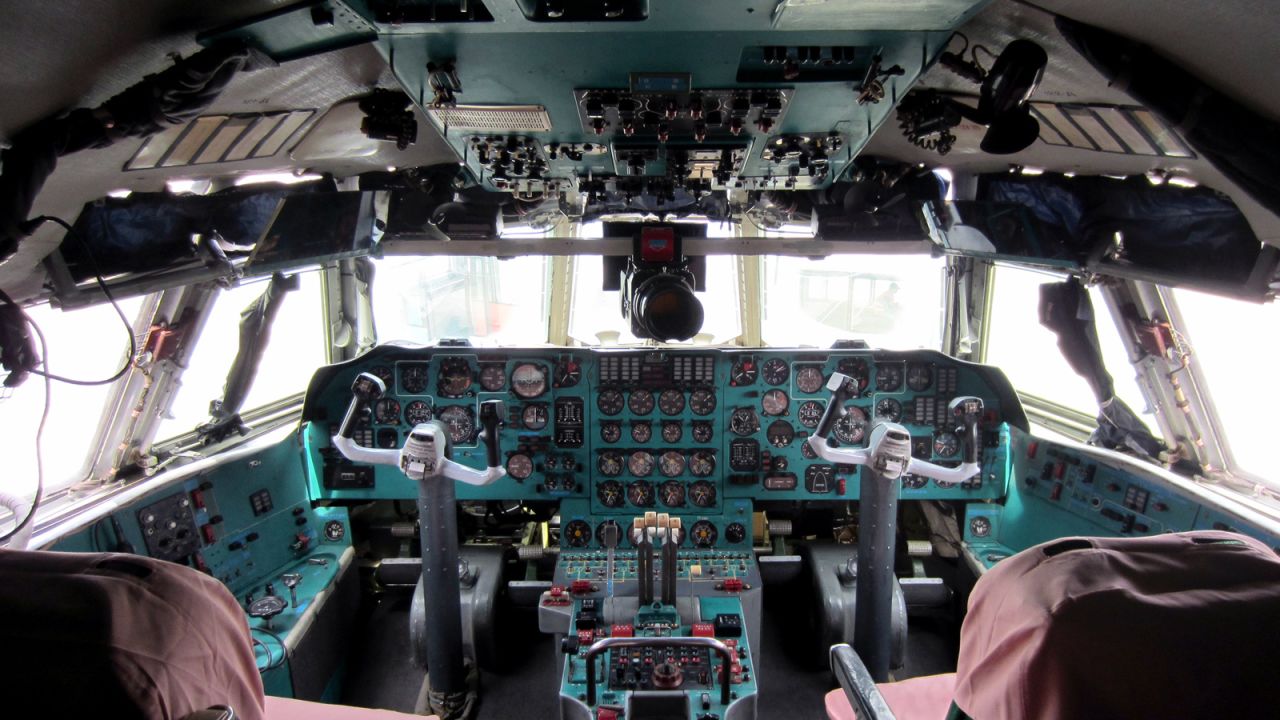 The mighty Ilyushin Il-76 cargo plane's cockpit