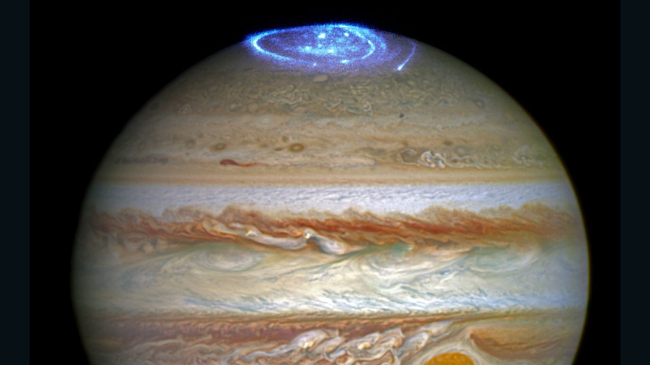 NASA's Hubble Space Telescope captured images of Jupiter's auroras on the poles of the gas giant in 2016.