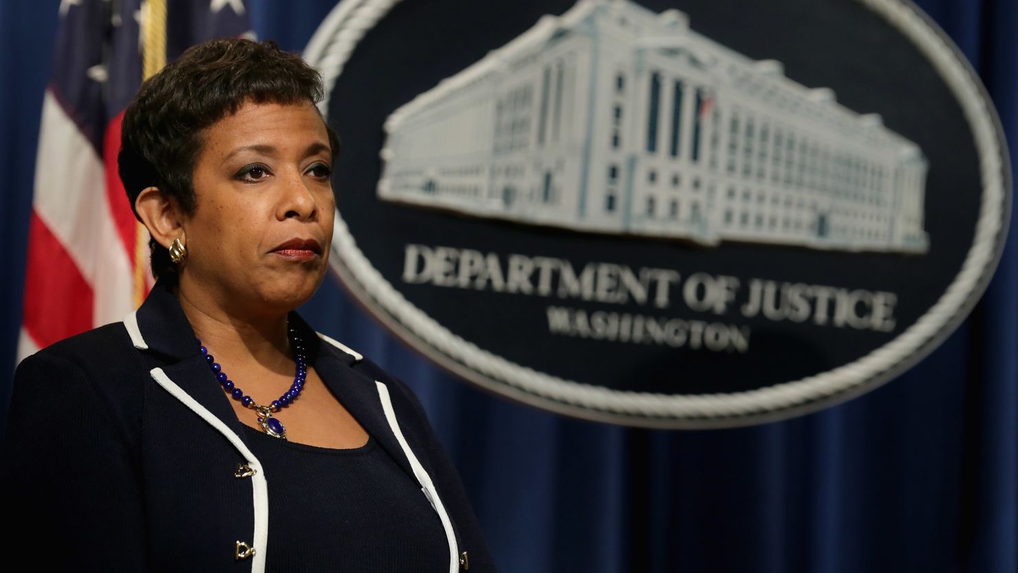 Attorney General Loretta Lynch announces a major civil settlement at the Justice Department November 16, 2015, in Washington, D.C.