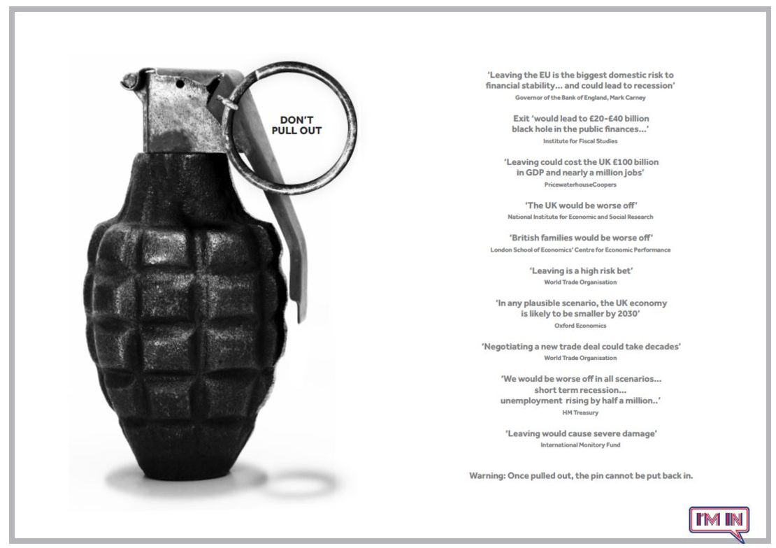 Another unusued grenade ad to emphasis a Leave vote is nothing to play with.