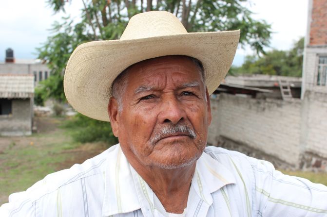 Reyes Mendoza Frias, 86, was one of the first from Francisco Villa to work in the U.S. legally through a migrant worker program. Now his migrant children send him American cash.