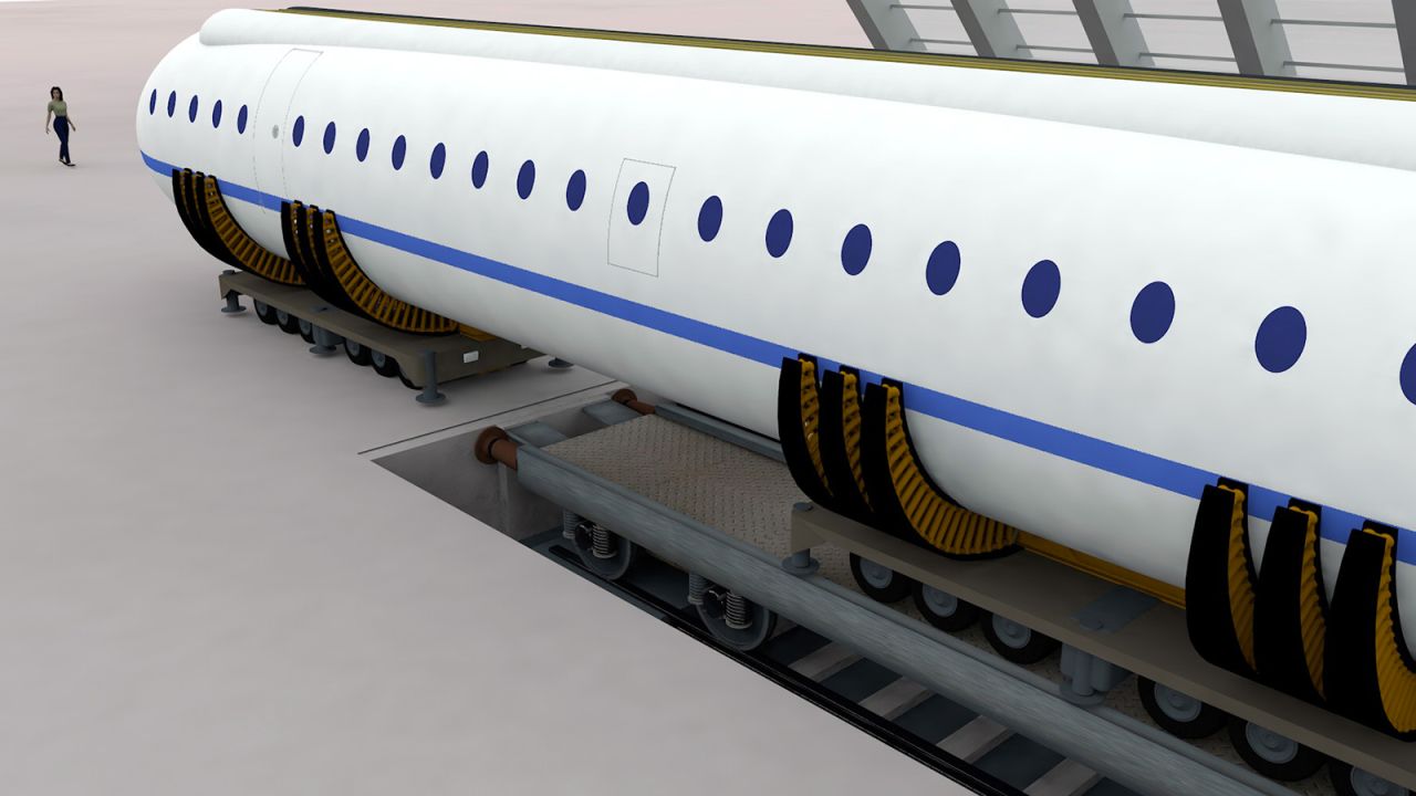 <strong>Road, rail and air: </strong>The same modules used in flight could be loaded onto rail tracks or trucks to continue the journey on land.
