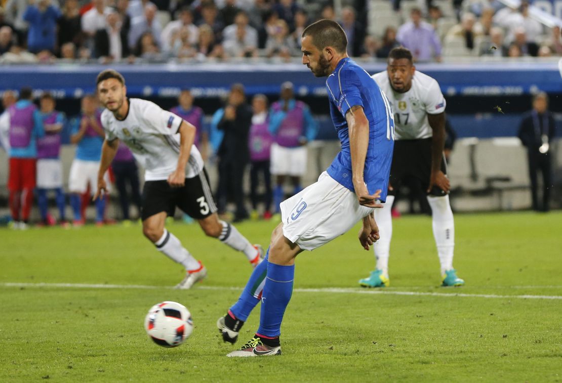 Leonardo Bonucci dragged Italy level from the penalty spot.