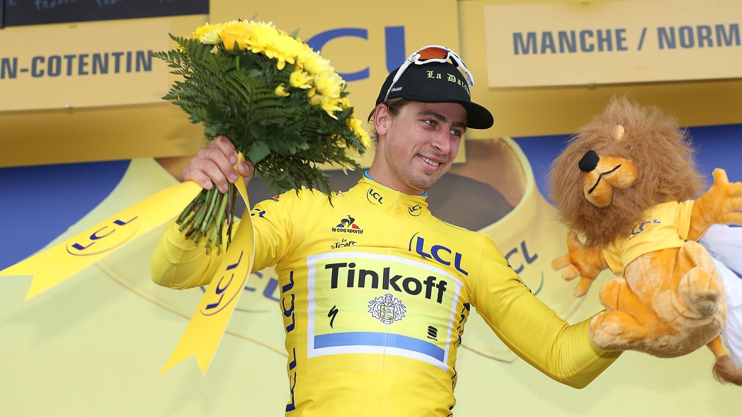 Peter Sagan of Slovakia (Tinkoff-Saxo) was donning the yellow jersey for the first time after winning the second stage. 