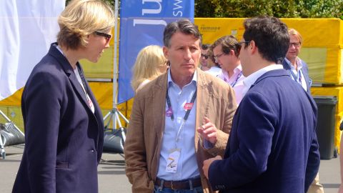 IAAF president Sebastien Coe was among the VIP guests at Sunday's race. 