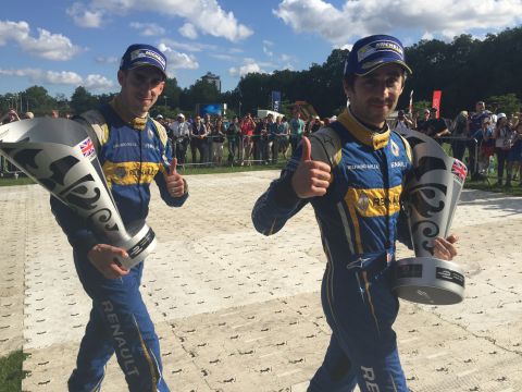 It was a day of triple triumph for Renault e.Dams at the Formula E London ePrix on Sunday. Nico Prost (right) won both the weekend's races while Buemi (left) clinched the drivers' title. The French team also sealed the Constructors' title. 