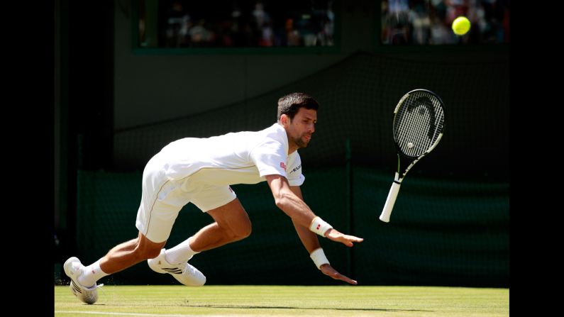 Novak Djokovic slips in his third-round Wimbledon match against Sam Querrey on Saturday, July 2. Djokovic, the world's top-ranked player, lost in four sets. It was his <a href="index.php?page=&url=http%3A%2F%2Fwww.cnn.com%2F2016%2F07%2F02%2Ftennis%2Fnovak-djokovic-wimbledon%2Findex.html" target="_blank">first loss in a Grand Slam</a> since the French Open final in June 2015.