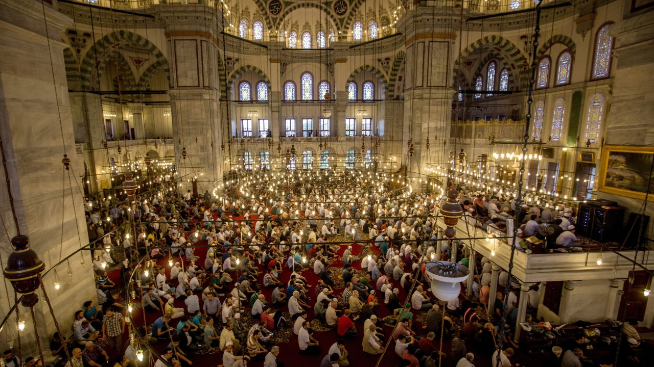 Muslims pray in Istanbul as they mark the first day of Eid al-Fitr.