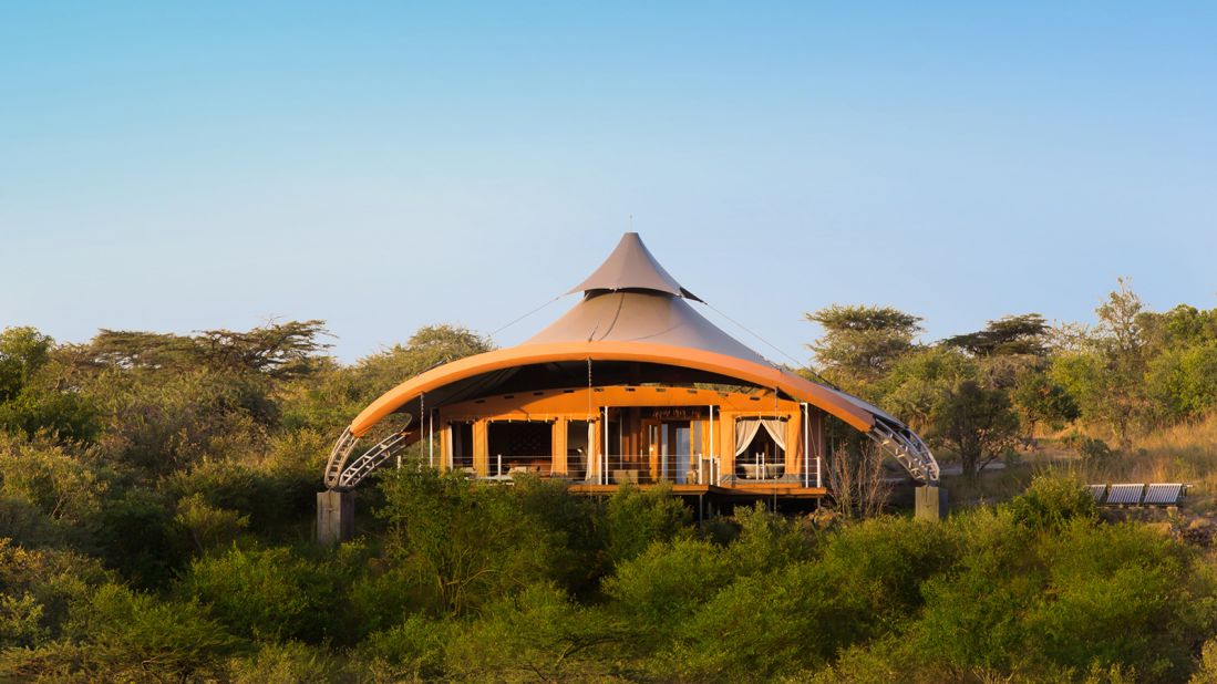 The architecture alone makes this wilderness retreat a standout: a dozen futuristic "tents" designed and fabricated by Nairobi-based canvas maestro Jan Allen and rustic chic interiors by London's Real Studios. 