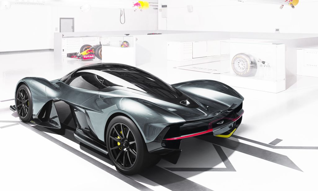 The complex bodywork surfacing on the AM-RB 001 is likely to create a lot of downforce to help increase the car's cornering speeds.
