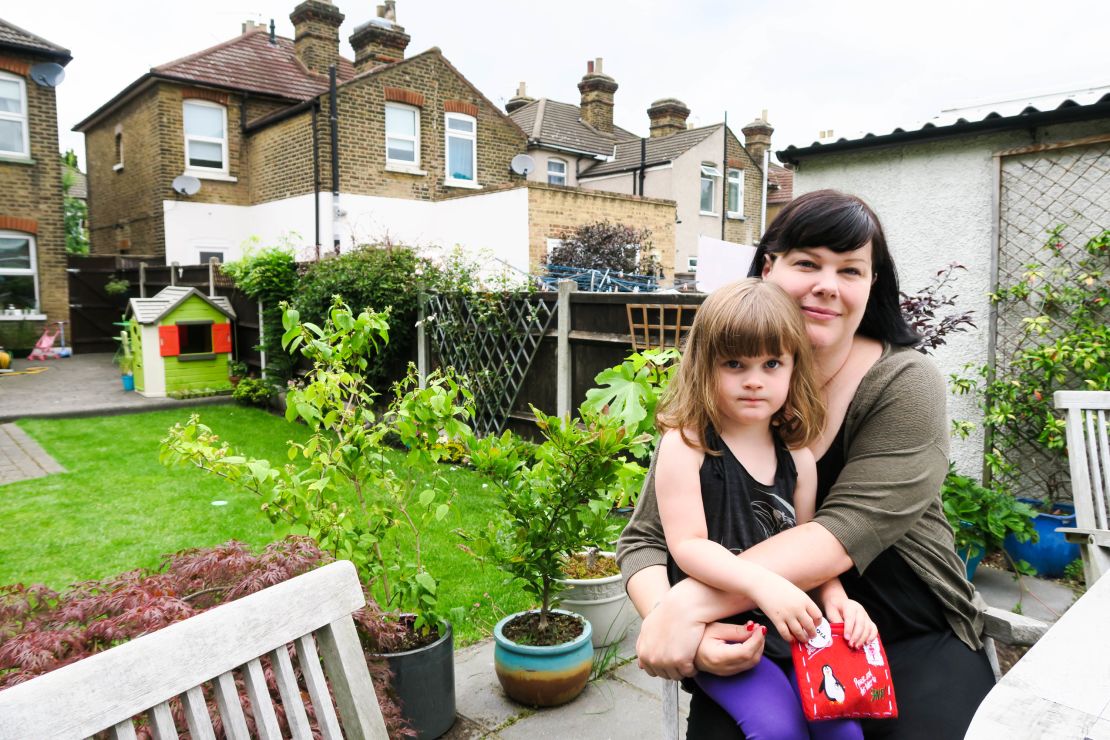 "I want to live in a Britain that's forward-thinking and welcoming," said Angelina Leatherbarrow, pictured with daughter Gwen.
