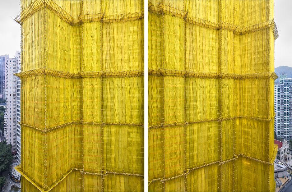U.S.-based photographer Peter Steinhauer was awestruck by Hong Kong's building "cocoons," referring to the colorful exterior wrappings used in renovation work for the city's high-rise structures.