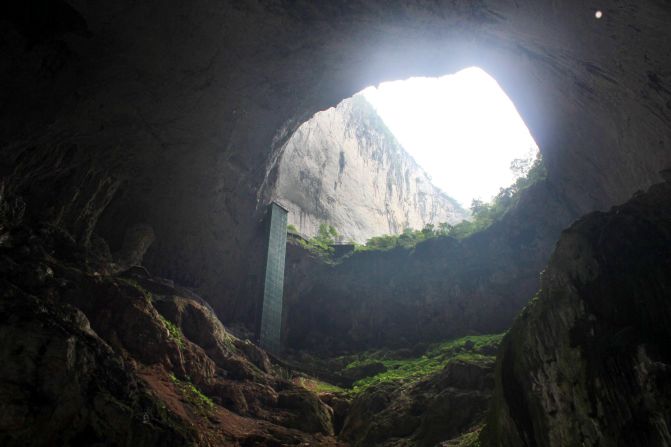 A newly built glass elevator takes you to the arch. 