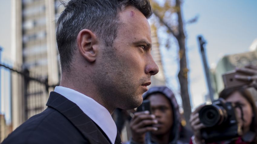 PRETORIA, SOUTH AFRICA - JUNE 15: Oscar Pistorius leaves the North Gauteng High Court for lunch after removing his removing prosthetic legs earlier by his defense counsel Barry Roux on June 15, 2016 in Pretoria, South Africa. Having had his conviction upgraded to murder in December 2015, Paralympian athlete Oscar Pistorius is attending his sentencing hearing and will be returned to jail for the murder of his girlfriend, Reeva Steenkamp, on February 14th 2013. The hearing is expected to last five days. (Photo by Charlie Shoemaker/Getty Images)