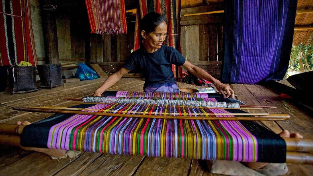 Located on the road from Pakse to Tad Lo waterfall, the small village of Ban Houay Houn is home to around 100 Katu families, many of whom are weavers. Katu textiles often feature motifs created by weaving beads into the fabric. They're typically hand-made with back strap looms operated by a female weaver sitting on the floor.