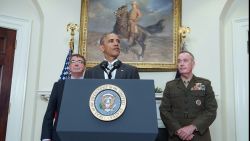 US President Barack Obama delivers a statement on Afghanistan with Defense Secretary Ashton Carter and the Chairman of the Joint Chiefs of Staff Gen. Joseph Dunford at the White House in Washington, DC, on July 6.
