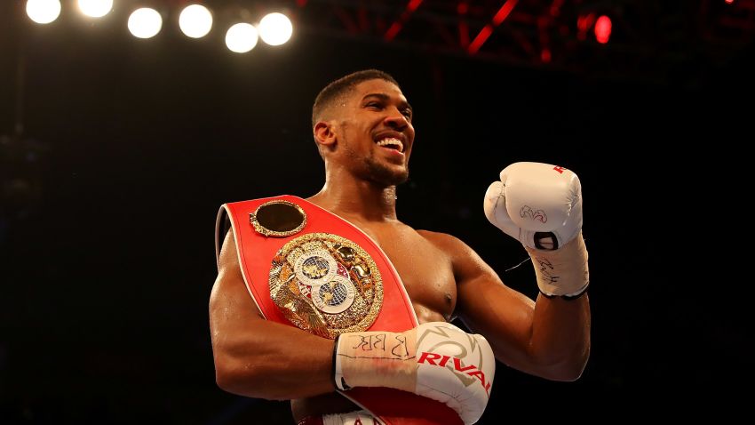 LONDON, ENGLAND - JUNE 25:  Anthony Joshua of Great Britain celebrates after defeating Dominic Breazeale of The USA during their IBF World Heavyweight Championship bout at The O2 Arena on June 25, 2016 in London, England.  (Photo by Richard Heathcote/Getty Images)