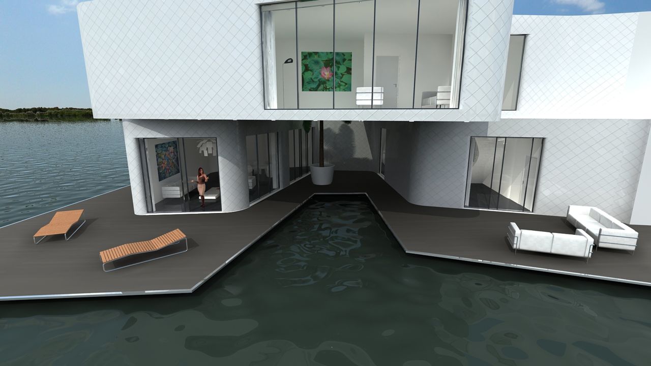 Another ambitious project comes from Dutch developers ONW/BNG GO. The Citadel is Europe's first floating apartment building. It's part of the New Water development project, which will comprise six floating apartment buildings -- all designed to adapt to flooding and rising water levels.